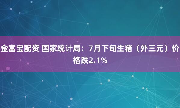 金富宝配资 国家统计局：7月下旬生猪（外三元）价格跌2.1%